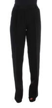 Black Striped Cotton Blend Wide Legs Pants Ermanno Scervino