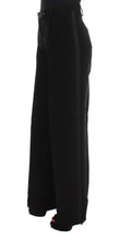 Black Striped Cotton Blend Wide Legs Pants Ermanno Scervino