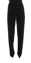Black Striped Cotton Blend Wide Legs Pants Ermanno Scervino