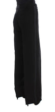Black Striped Cotton Blend Wide Legs Pants Ermanno Scervino