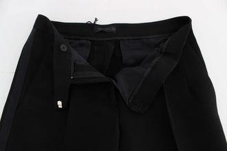 Black Striped Cotton Blend Wide Legs Pants Ermanno Scervino