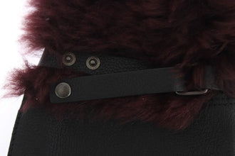 Black Leather Bordeaux Shearling Gloves Dolce & Gabbana