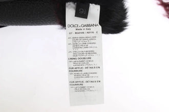 Black Leather Bordeaux Shearling Gloves Dolce & Gabbana