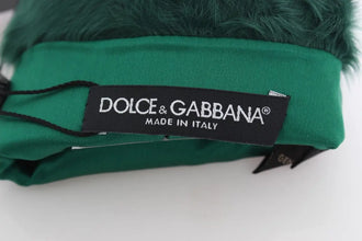 Green Leather Xiangao Fur Elbow Gloves Dolce & Gabbana