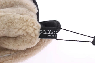 Gray Wool Shearling Studded Green Leopard Gloves Dolce & Gabbana