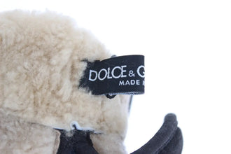 Gray Wool Shearling Studded Blue Leopard Gloves Dolce & Gabbana