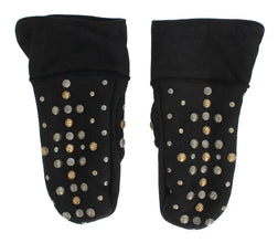 Gray Wool Shearling Studded Gloves Dolce & Gabbana