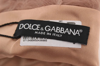Beige Suede Xiangao Fur Elbow Gloves Dolce & Gabbana