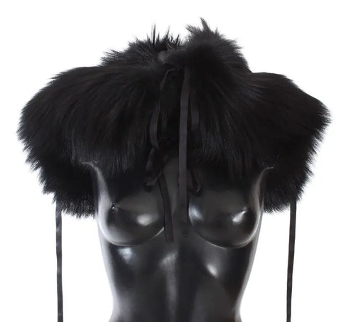 Black Fox Fur Shoulder Wrap Cover Collar Scarf Dolce & Gabbana