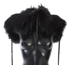 Black Fox Fur Shoulder Wrap Cover Collar Scarf Dolce & Gabbana