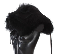Black Fox Fur Shoulder Wrap Cover Collar Scarf Dolce & Gabbana