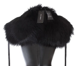 Black Fox Fur Shoulder Wrap Cover Collar Scarf Dolce & Gabbana