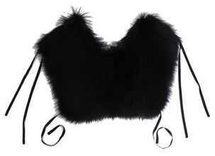 Black Fox Fur Shoulder Wrap Cover Collar Scarf Dolce & Gabbana