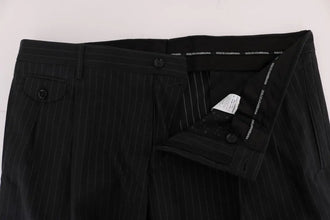 Blue Striped Cotton Dress Formal Pants Dolce & Gabbana