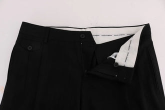 Black Striped Wool Stretch Pants Dolce & Gabbana