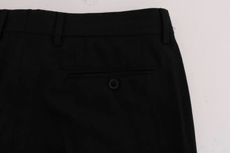 Black Striped Wool Stretch Pants Dolce & Gabbana