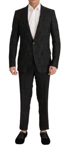 Black Brocade Formal 2 Piece MARTINI Suit Dolce & Gabbana