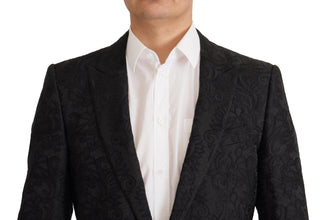 Black Brocade Formal 2 Piece MARTINI Suit Dolce & Gabbana