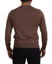 Brown Wool Men V-neck Pullover Sweater Dolce & Gabbana