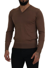 Brown Wool Men V-neck Pullover Sweater Dolce & Gabbana