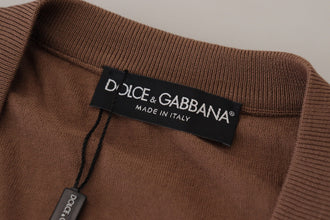 Brown Wool Men V-neck Pullover Sweater Dolce & Gabbana