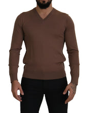 Brown Wool Men V-neck Pullover Sweater Dolce & Gabbana