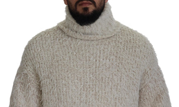 Cream Wool Knit Turtleneck Pullover Sweater Dolce & Gabbana