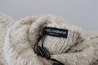 Cream Wool Knit Turtleneck Pullover Sweater Dolce & Gabbana