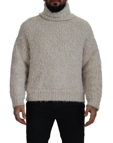 Cream Wool Knit Turtleneck Pullover Sweater Dolce & Gabbana
