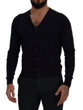 Blue Wool STAFF Down Cardigan Sweater Dolce & Gabbana