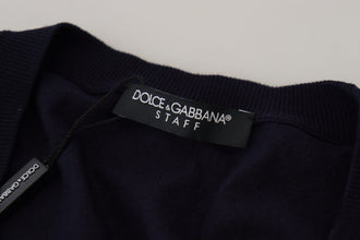 Blue Wool STAFF Down Cardigan Sweater Dolce & Gabbana