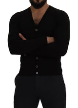 Black Wool Button Down Cardigan Sweater Dolce & Gabbana