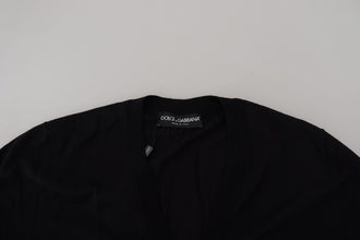 Black Wool Button Down Cardigan Sweater Dolce & Gabbana