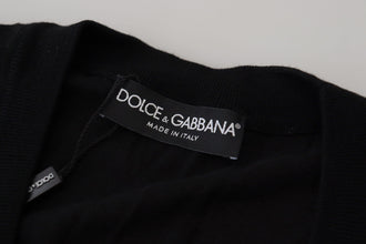 Black Wool Button Down Cardigan Sweater Dolce & Gabbana