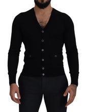 Black Wool Button Down Cardigan Sweater Dolce & Gabbana