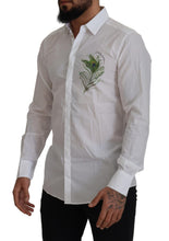 White Cotton Peacock Feather Formal GOLD Shirt Dolce & Gabbana