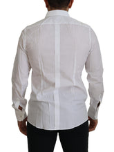 White Cotton Peacock Feather Formal GOLD Shirt Dolce & Gabbana