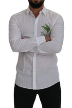 White Cotton Peacock Feather Formal GOLD Shirt Dolce & Gabbana