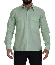 Mint Green Long Sleeves Button Down Shirt Dolce & Gabbana