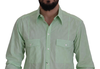 Mint Green Long Sleeves Button Down Shirt Dolce & Gabbana