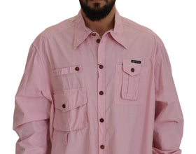 Pink Casual Button Down Long Sleeves Shirt Dolce & Gabbana