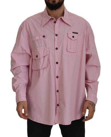 Pink Casual Button Down Long Sleeves Shirt Dolce & Gabbana