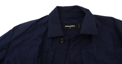 Dark Blue Cotton Collared Long Sleeves Casual Shirt Dsquared²