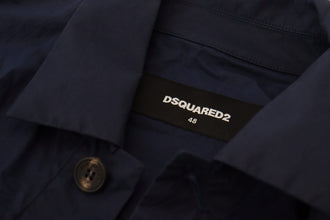 Dark Blue Cotton Collared Long Sleeves Casual Shirt Dsquared²