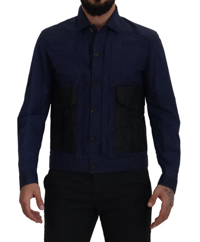 Dark Blue Cotton Collared Long Sleeves Casual Shirt Dsquared²