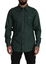 Dark Green Button Down Long Sleeves Shirt Dolce & Gabbana