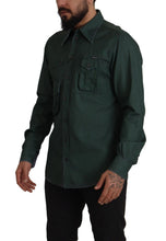 Dark Green Button Down Long Sleeves Shirt Dolce & Gabbana
