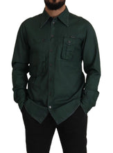 Dark Green Button Down Long Sleeves Shirt Dolce & Gabbana
