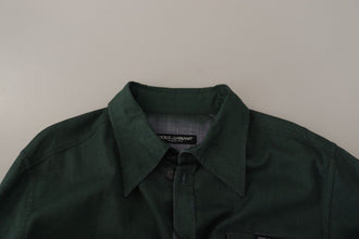 Dark Green Button Down Long Sleeves Shirt Dolce & Gabbana