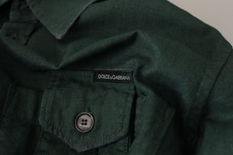 Dark Green Button Down Long Sleeves Shirt Dolce & Gabbana